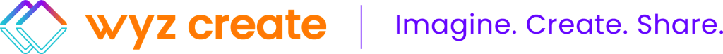 Wyz Create horizontal logo with tagline "imagine. create. share."