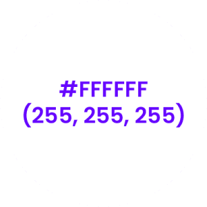White circle with color code text displayed in it.