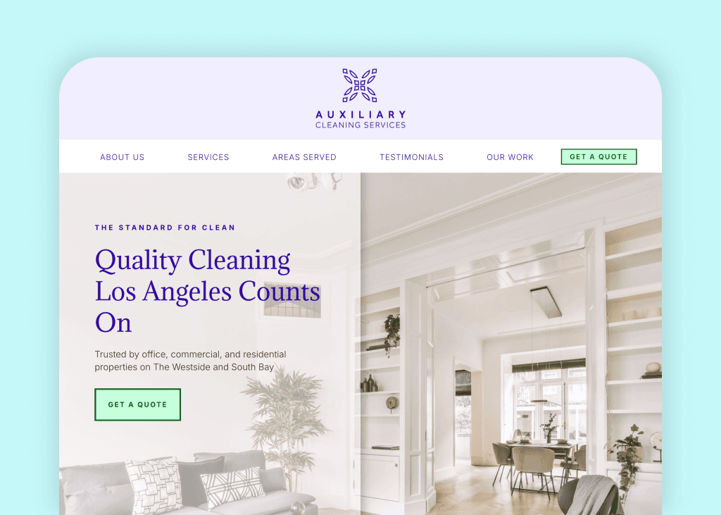 Preview image of Auxiliary Cleaning Services website.