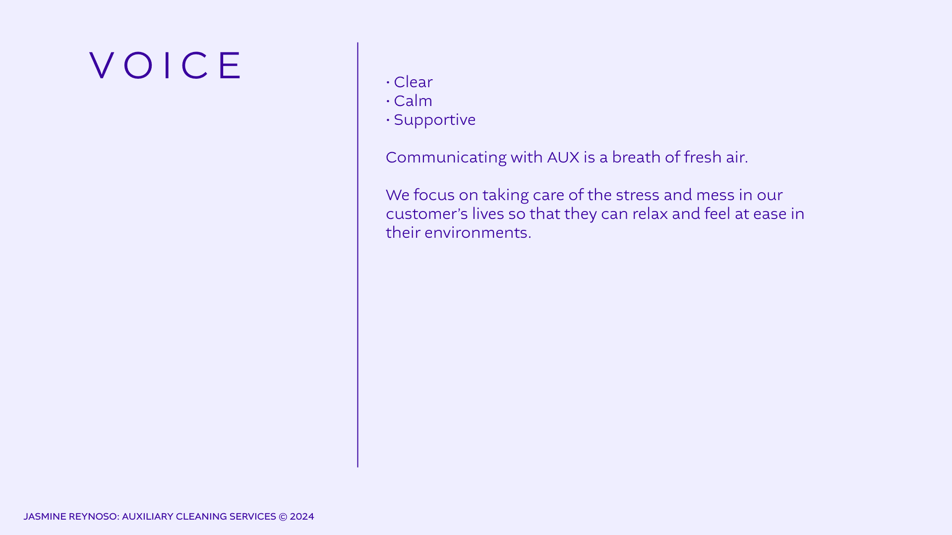 Aux Cleaning branding voice slide